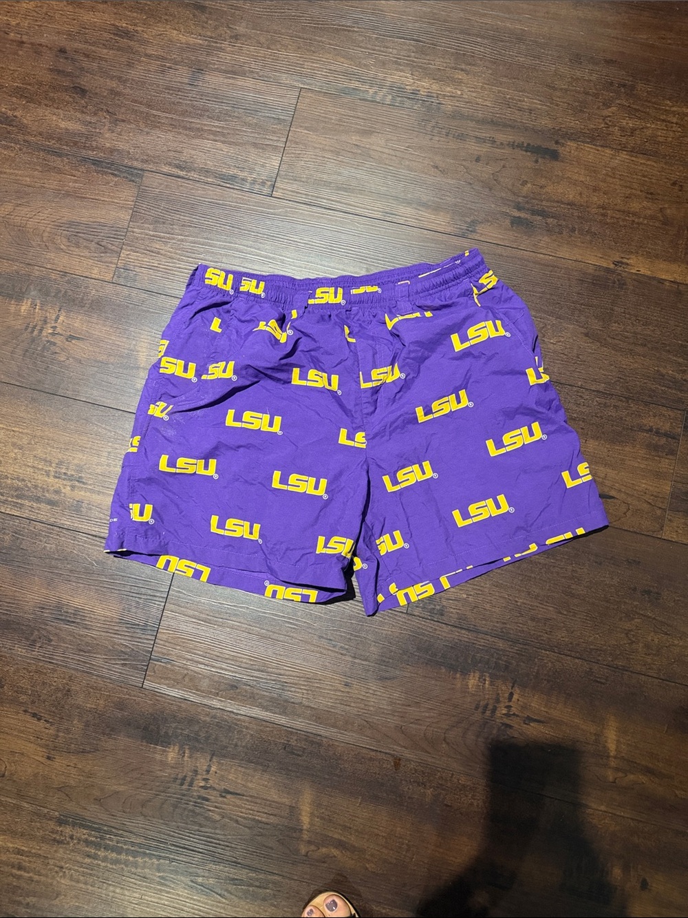 Columbia Purple and Yellow LSU Swim Shorts